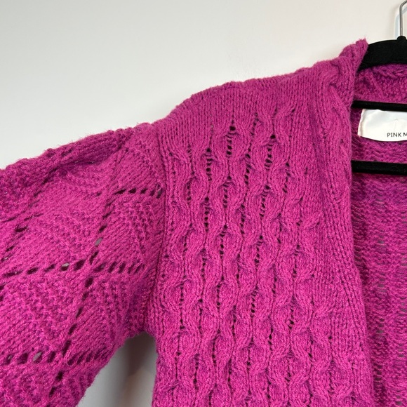 Pink Martini Textured Knit Open Cardigan | Fushia Purple Cozy Layer - Picture 4 of 13